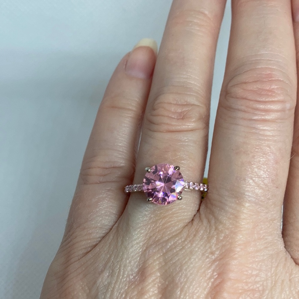 Simulated Pink & Light Pink Diamond’s Sterling Silver New Ring J-35